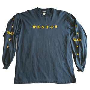 Vintage West 49 Canada Navy Yellow Stars L/S Skate T Shirt XL